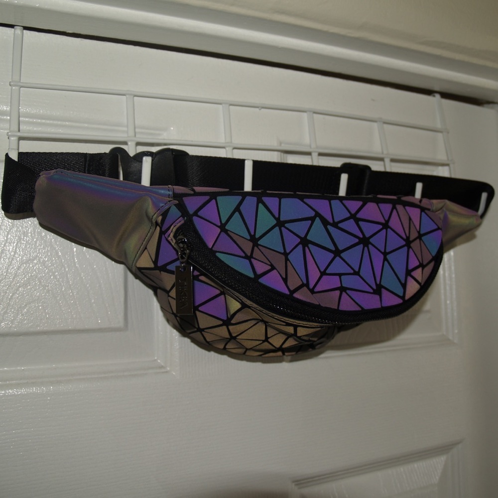 Geometric Reflective Fanny Pack